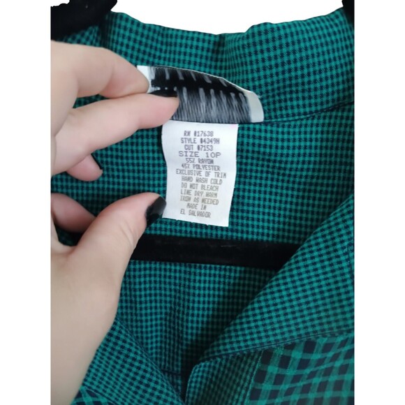 Miss Dorby Vintage Vest Top Dress Gingham Adorable Green Size 10p - Picture 6 of 11